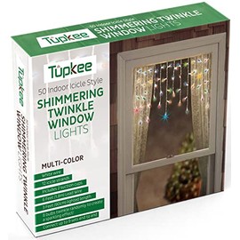 Tupkee Shimmering Twinkle Window Icicle Lights - 3 Feet (0.91 m), 50 Multi-Color Incandescent Christmas Indoor Outdoor Random Twinkle Icicle Lights - 8 of 50 Lights Twinkle