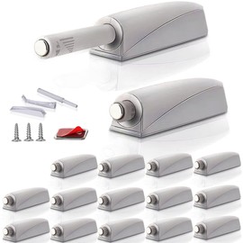Push to Open Door Latch Cabinet Hardware CBRIVE 16 Pack Magnetic Push Latches & Lock for Hidden Door Magnet Push Release Drawer Pull Tip on Closet Close Touch Locking Strong Pop Out, Grey