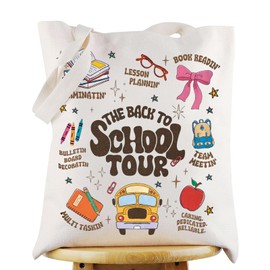 G2TUP Teacher Canvas Tote Bag Teacher Appreciation Gift Back To Tour Shoulder Bag First Day Of Teacher Merch, Back to Sch Tg