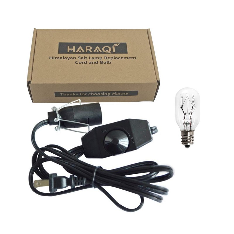 haraqi Himalayan Salt Lamp Cord and Bulb with Dimmer Switch,Original