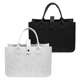 YILANJIN 2PCS Felt Storage Bag, Shopper Large Capacity Felt Bag, Grocery Shopping Bag with Reinforced Handles, Versatile Carry Bag, Reusable Shopping Bag for Life Picnic Storage Travel 30 x 18 x 20CM