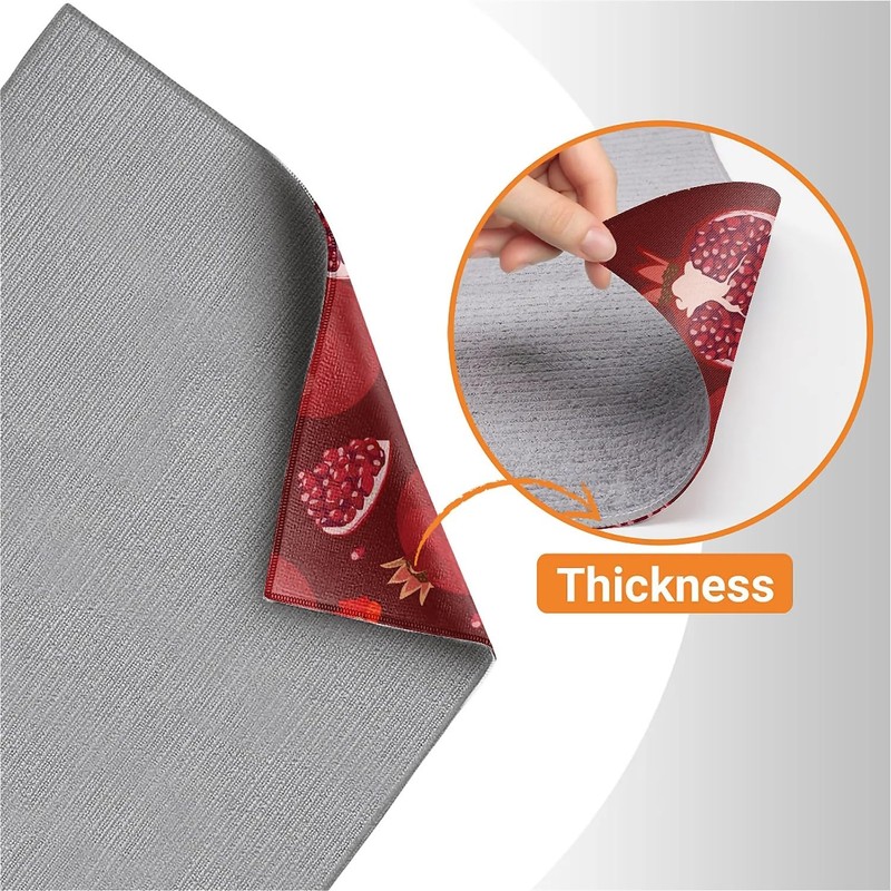 Red Pomegranate Dish Drying Mat For Kitchen Counter, Super Absorbent