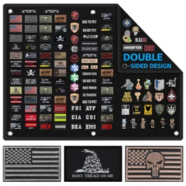 Esmorah Large Military Patch Display Board with 3 Flag Patches, 43 x 27.5 Inches Two-Sided Tactical Patch Display Panel Organizer for Collection Army Combat Morale Emblems Holder