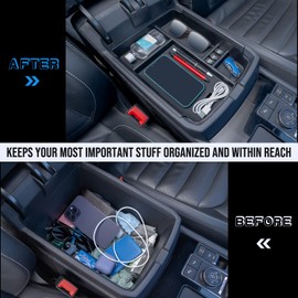 TOPINSTALL New Center Console Tray Compatible with 2018-2023 VW Atlas/Atlas Cross Sport, Armrest Organizer Storage Insert Interior Accessories, Won't Affect The Closing of The Lid (Doesn't Fit 2024)