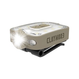 Claymore Capon 40B (Tan) - LED Rechargeable Clip-On Cap Headlamp, Lightweight Hat Light for Camping, Running, Hiking, Emergency & Industrial Use, Waterproof, USB-C, Up to 12 Hours of Battery Life.