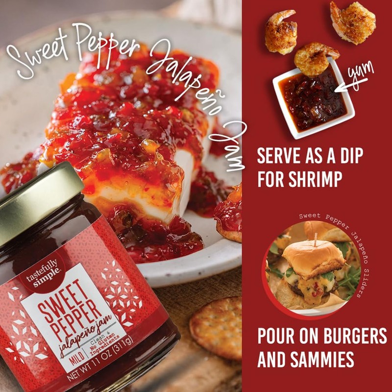 Tastefully Simple Sweet Pepper Jalapeno Jam, 11 Ounce