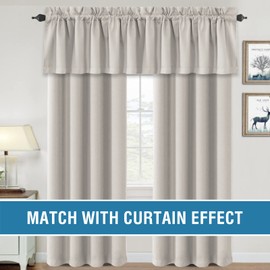 H.VERSAILTEX 100% Blackout Curtain Valances for Kitchen Windows/Bathroom/Living Room/Bedroom Thermal Insulated Rod Pocket Valances for Windows, 4 Pack, 52" x 18", Pumice Stone