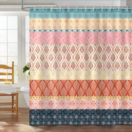 Arquiel Boho Paisley Shower Curtain Sets, Waterproof Polyester Fabric Shower Curtains With 12 Hooks for Bathroom Home Decoration, 182 x 182 cm (72x 72 Inch) Washable Bath Accessories Decor