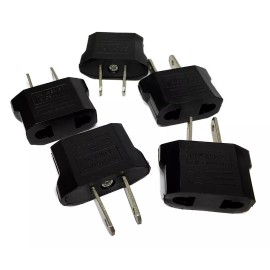 RocketBus 5-Pack AC Wall Travel EU Europe Asia to USA Power Plug Travel Adapter Converter