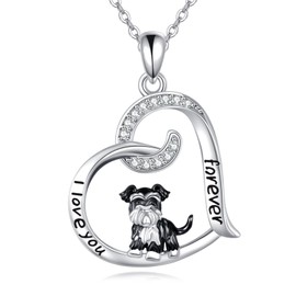 ONEFINITY Schnauzer Gifts Sterling Silver Schnauzer Pendant Necklace Schnauzer Dog Jewelry for Women and Dog Lovers