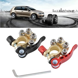 2pcs Battery Terminal Clamp Connectors, 4 Way Quick Release Disconnect Car Battery Terminal for SAE/JIS Type A Posts, Compatible with Cars, Vans, Trucks and More