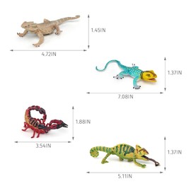 Simulated Amphibian Reptile Model Set 4 PCS Lizard, Scorpion, Chameleon Educational Learning Supplies for 3 4 5 6 Years Old Boys and Girls