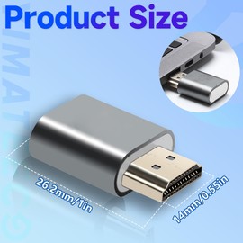 YIMATEECO HDMI Dummy Plug 4K Virtual Display Emulator Aluminum Alloy Monitor Headless Ultra-Thin Display Adapter Support 3840x2160 @60HZ, 1080P DVI EDID Emulator for Computer (2 Pack, Grey)