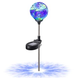 WNP Outdoor Mosaic Solar Light Stake Decor for Garden Waterproof,Color Glow Solar Powered Led Light Decorative Outdoor Landscape Blue Glass Ball Solar Absorb Birhtday Gift Lights for Mom Yard,Path
