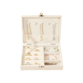 Nideen Velvet Jewellery Storage Box Ring Organiser, Small Jewellery Organiser Necklace Ring Storage Organiser Travel Jewellery Box(Beige)