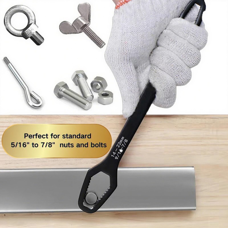 Teocpai 2 Pcs Black Universal Wrench Set, 8-22mm Universal Multifunctional