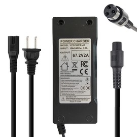 Abakoo 67.2V 2A Adapter Charger Power Supply for 16S 60V Li-ion Battery with 3-Prong Inline Female Connector