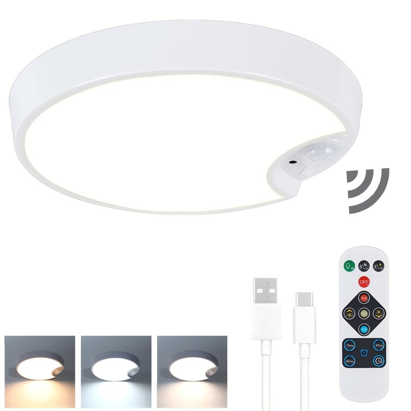 DJBoomy Rechargeable Motion Sensor Ceiling Light: Indoor LED Wireless Ceiling