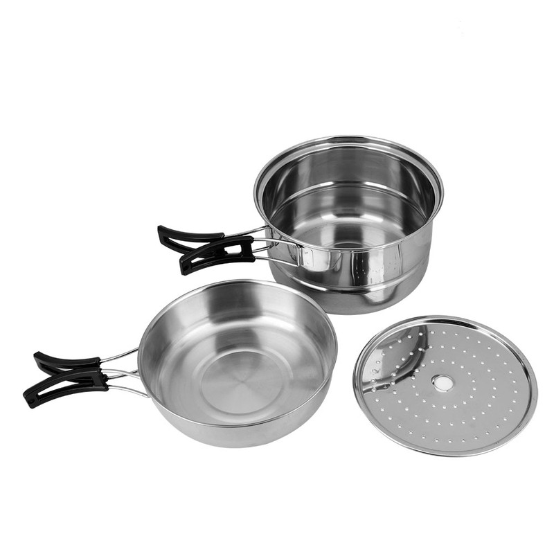 Stainless Steel Portable Outdoor Travel Camping Picnic Cookware Cooking Pot