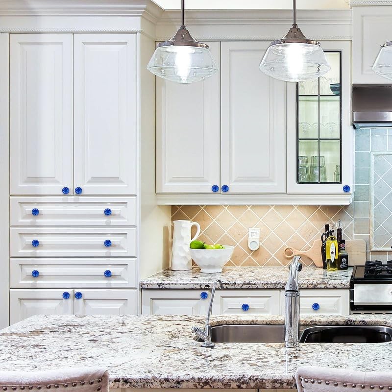 Ravinte Pack of 10 Crystal Drawer Knobs and Handles, Blue