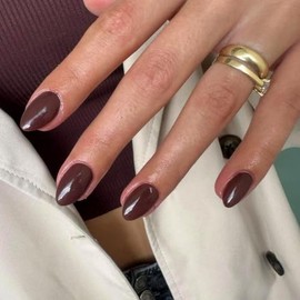 Uñas postizas acrílicas gruesas de gel, cortas, ovaladas, estilo almendra, para uso diario, naturales, con pegamento, cortas y redondas, 24 unidades
