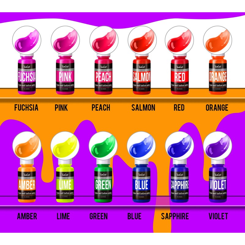 Neon Pigment Paste 12 Colours, Concentrated Dye for Epoxy Resin