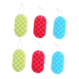 SAFIGLE 6Pcs Bath Exfoliating Sponge Pouf Brush for Gentle Skin Cleaning Multi Color Body Scrubber for Men Women Travel Friendly Bath Supplies