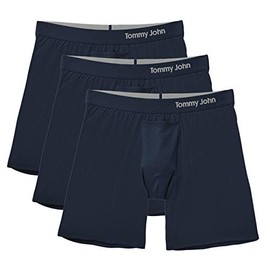 Tommy John Men's Supima Cool Cotton Relaxed Fit Boxers - 3 Pack - No Ride-Up Comfortable Breathable Underwear for Men, Navy, Large