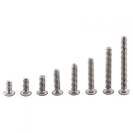 Akozon M2.5 Screws Assortment Set 300 Pieces M2.5 x 4/5/6/8/10/12/16/20 304 Stainless Steel Screws Bolts Head Cap Button Head Flat Head Milling Cruciform Full Thread Hex Nuts