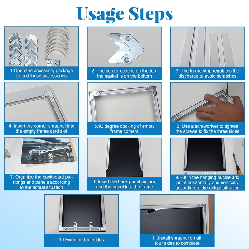 1Set/18PCS Metal Photo Frame Hardware Set - Durable Angle Bracket