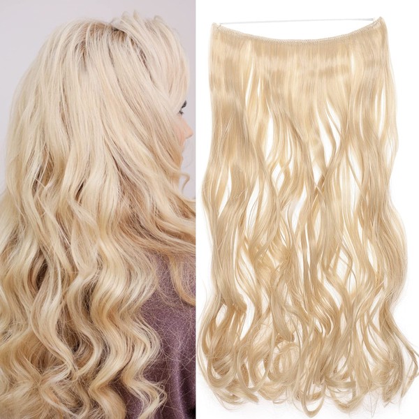 Hair Extensions Secret Headband Simply Invisible Crown Wire in Hair Extensions Hairpiece for Women 50 cm Wavy Golden Mix Bleach Blonde