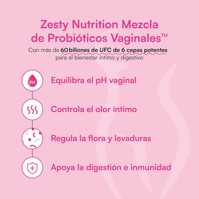 Zesty Nutrition V Probió Probióticos Femeninos - 6 Cepas con