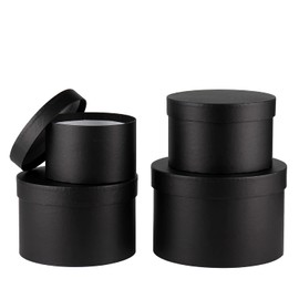 Round Gift Boxes with Lids Black Flower Boxes for Arrangements Round Boxes Set of 4 Nesting Gift Boxes with Lids for Flowers Arrangements Empty, Bridesmaid, Proposal, Wedding, Birthday, Party Favor