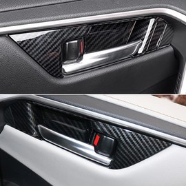 Blazeray for RAV4 ABS Carbon Fiber Inner Door Handle Decoration Cover Door Bowl Trim for Toyota RAV4 2019 2020 2021 2022(5PCS)