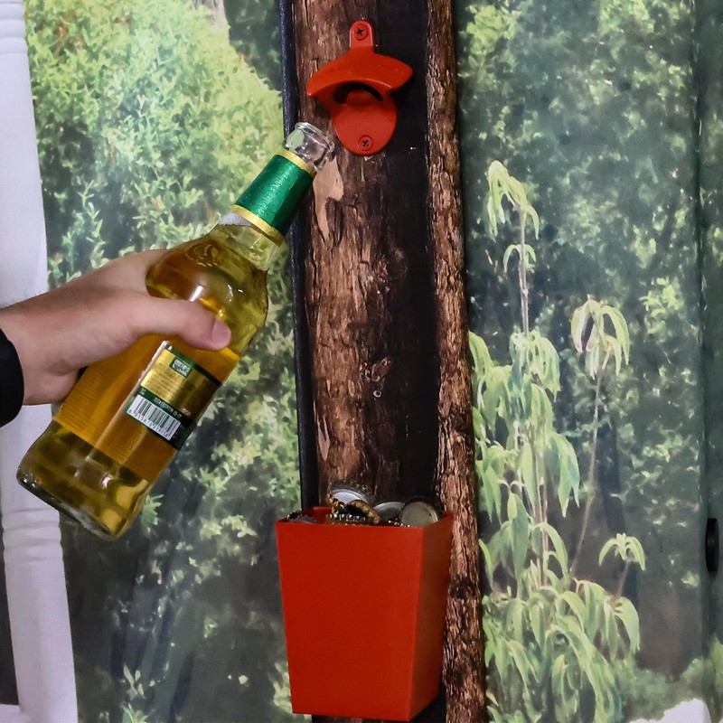 Jumiok Red Bottle Opener Wall Mounted and Cap Catcher Funny