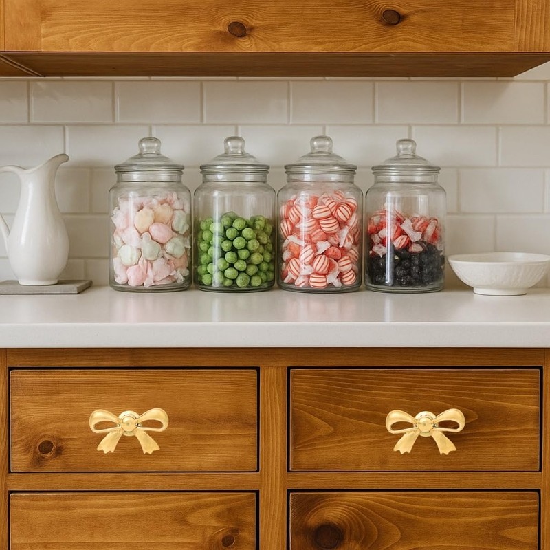 Indian Shelf Solid Brass Gold Bow Drawer Knobs (6 Pack)