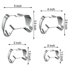 Game Controller Cookie Cutter Set - 5 inch, 4 inch, 3 inch, 2 inch - 4 Piece Gamer Gaming Cookie Cutters Shapes Molds - Stainless Steel
