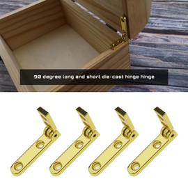 EMSea 12 Pieces Small Hinges Jewellery Box Hinges 90 Degree Folding Hinge with Mounting Screws Zinc Alloy Pen Box Hinges Jewellery Hinge Wooden Box Accessories Gold