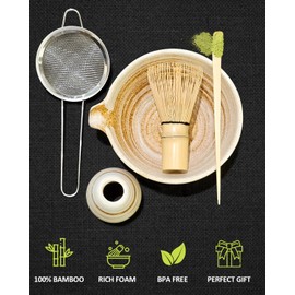 Maaacute Matcha Whisk Set with Matcha Bowl, Matcha Whisk Holder Matcha Bamboo Whisk, Scoop, Sifter, Unique Gifts for Women Men Girl Friend Home Kitchen Decor Gifts for Tea Enthusiasts Christmas