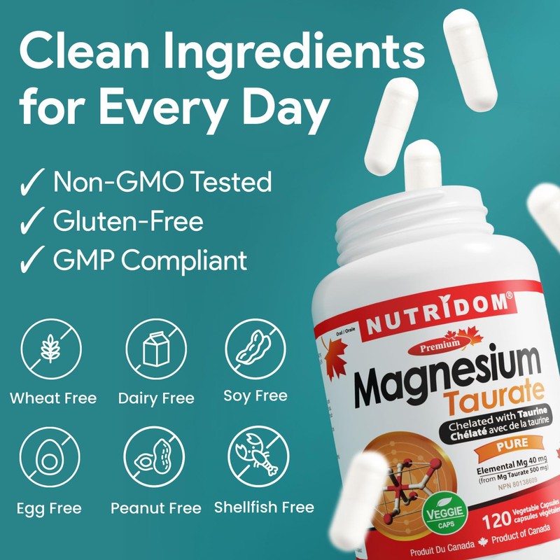 Nutridom Nutridom Magnesium Taurate 500mg | 40mg Elemental Magnesium per