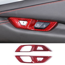 TOYCIDFG Car Inner Door Handle Button Frame Cover Trim for C8 Corvette 2020-2024, Carbon Fiber Door Lock Switch Button Cover Trim Car Decoration Accessories (Red)
