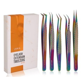 Japanese Stainless Steel Eyelash Tweezers - Straight & Curved, 90 & 45 Degree Tips, Lash Extension Kit