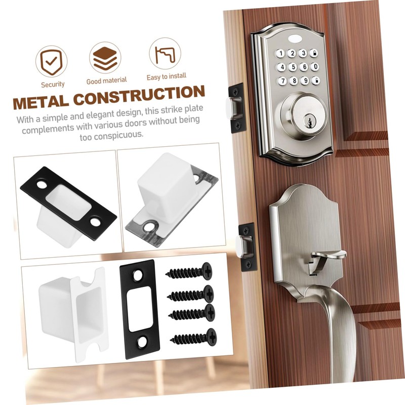 LALAFINA Black Gusset Screw Security Strike Plate Flush Bolt Black
