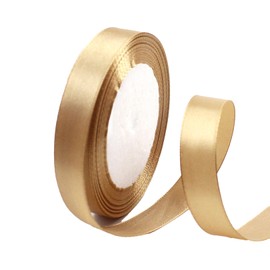 15mm X 22 Meters Gold Ribbon for Gift Wrapping,Single Sided Polyester Gold Satin Ribbon,Gold Wrapping Ribbon,Thin Gold Ribbon,for Christmas,Wedding,Birthday,Bouquets,Car,Hair Bow,DIY Crafting,Party