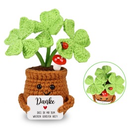 WenmthG Thank You Gifts Small Pocket Hug Positive Four Leaf Clover Lucky Charm, Knitted Clover Gifts for Friends, Colleagues and Family, Positive Potato German Replacement