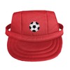 Soccer Ball Patch Dog Hat Cap Sun Visor | Adjustable Neck Strap with Ear Holes | Sports | Biggest Fan | Game Day |DC, Red, Small Patch 8