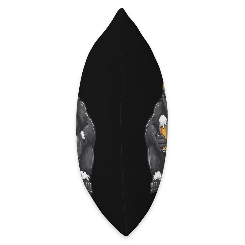 Ski Gorilla With Beer | Apres Ski Comic Throw Pillow