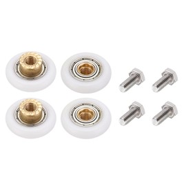 uxcell 4 Pcs Shower Door Rollers, 25mm Dia Bathroom Glass Door Rollers Runners with Screw, Sliding Door Pulleys Wheels Replacement for Kitchen Pan Glass Sliding Door, White