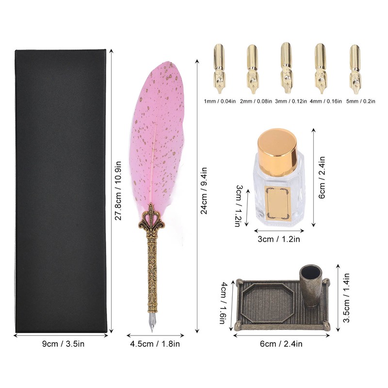 Quill Pen Set Retro Elegant Exquisite Pattern Smoothing Writing Feather