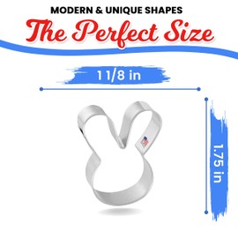 Foose Cookie Cutters Mini Bunny Face Cookie Cutter 1.75 in, Tin Plate Steel, Handmade in USA